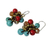 Beaded earrings, 'Blue Fire Cattlelaya' - Blue and Red Gemstone Clusters on Hand Knotted Earrings (image 2b) thumbail