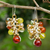 Carnelian beaded earrings, 'Honeydew Cattlelaya' - Artisan Hand Knotted Carnelian Gemstone Beaded Earrings thumbail