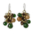 Beaded earrings, 'Tropical Cattlelaya' - Artisan Hand Knotted Green Yellow Beaded Cluster Earrings