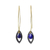 Gold vermeil lapis lazuli dangle earrings, 'Sublime' - Lapis Lazuli Gold Vermeil and Sterling Silver Leaf Earrings thumbail