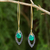 Gold vermeil dangle earrings, 'Sublime' - Gold Vermeil Sterling Silver and Green Onyx Earrings thumbail