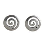 Sterling silver button earrings, 'Spiral Transformation' - Artisan Crafted Sterling Silver Earrings from Thailand