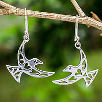 Open work sterling silver earrings, 'Fly Me Away'