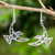 Open work sterling silver earrings, 'Fly Me Away' - Artisan Crafted Sterling Silver Bird Hook Earrings thumbail
