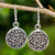 Sterling silver dangle earrings, 'Sister Goddess' - Free Trade Celtic Motif Round Silver Earrings from Thailand thumbail