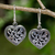Sterling silver heart earrings, 'Lighthearted Love' - Handmade Romantic Sterling Silver Dangle Earrings thumbail