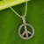 Marcasite pendant necklace, 'The Peace Sign' - Sterling Silver 925 and Marcasite Peace Sign Necklace (image 2) thumbail