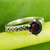 Garnet and marcasite solitaire ring, 'Forever Love' - Thai Sterling Silver Ring with Garnet and Marcasite (image 2b) thumbail
