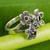 Garnet flower ring, 'Daisy Trio' - Thai Sterling Silver Flower Ring with Garnet and Marcasite (image 2) thumbail