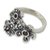 Garnet flower ring, 'Daisy Trio' - Thai Sterling Silver Flower Ring with Garnet and Marcasite thumbail
