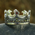 Garnet and marcasite band ring, 'Coronation' - Handmade Thai Silver Crown Ring with Garnet and Marcasite (image 2) thumbail