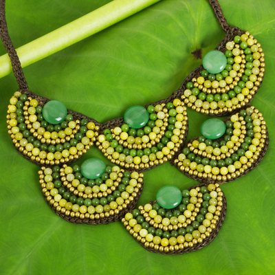 yellow and green beaded necklace