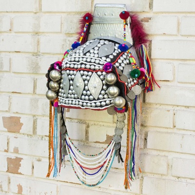 Beaded Akha decorative headdress, 'Timeless Muse I' - Decorative Beaded Head Dress Thai Akha Hill Tribe