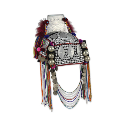 Tocado decorativo Akha con cuentas - Vestido decorativo con cuentas para la cabeza de la tribu de la colina thai akha