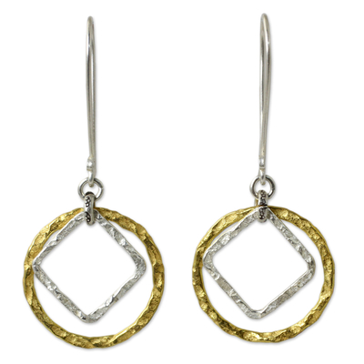 Thai Handmade Geometric Gold and Silver Plated Earrings
