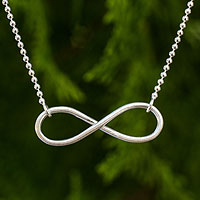 Collar colgante de plata de ley, 'Pure Infinity' - Símbolo del infinito de plata de ley en collar artesanal