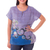 Cotton batik blouse, 'Thai Spring' - Handcrafted Batik on Cotton Floral Sheer Women's Blouse