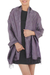 Rayon and silk blend shawl, 'Mandarin Dusk' - Rich Purple and Gray Rayon Blend Jacquard Shawl thumbail