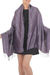 Rayon and silk blend shawl, 'Mandarin Dusk' - Rich Purple and grey Rayon Blend Jacquard Shawl (image 2c) thumbail