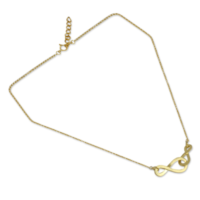 Gold vermeil pendant necklace, 'Into Infinity' - Brushed Gold Vermeil Necklace with Infinity Symbols