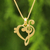 Herz-Halskette aus Gold-Vermeil - Kunsthandwerklich gefertigte Halskette mit Musikmotiv aus gebürstetem Vermeil