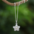 Cultured freshwater pearl pendant necklace, 'Blossom Pearl' - White Pearl and Sterling Silver Flower Pendant Necklace thumbail