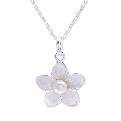 MULTI-COLOR FLOWER NECKLACE PENDANT & EARRING SET W/ PEARL /925 STERLING SILVER 