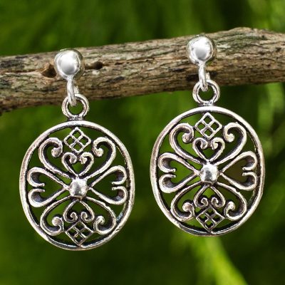Sterling silver filigree earrings, 'Lanna Enchantress' - Sterling Silver Filigree Dangle Earrings from Thailand