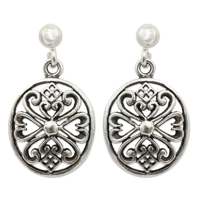 Sterling Silver Filigree Dangle Earrings from Thailand