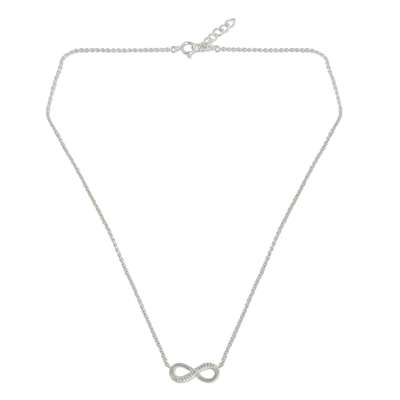 Sterling silver pendant necklace, 'Infinite Glamour' - Infinity Symbol Necklace in Sterling with Cubic Zirconia