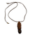 Tiger's eye and leather necklace, 'Feather Spirit' - Brown Leather Feather Pendant Necklace with Tiger's Eye thumbail