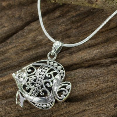 Sterling silver pendant necklace, 'Elegant Fish' - Fair Trade Sterling Silver 925 Fish Pendant Necklace