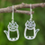 Sterling silver dangle earrings, 'Whimsical Cat' - Cute Sterling Silver Cat Dangle Earrings from Thai Artisan (image 2) thumbail