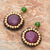 Quartz dangle earrings, 'Autumn Garden Path' - Artisan Crafted Brass and Quartz Bead Dangle Earrings