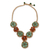 Carnelian and quartz flower necklace, 'Floral Garland in Green' - Hand Made Necklace with Green Quartz and Carnelian Beads (image 2a) thumbail