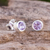 Amethyst stud earrings, 'Light' - Brushed Sterling Silver and Blue Topaz Studs Earrings thumbail