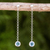 Blue topaz dangle earrings, 'Light' - Sterling Silver Long Earrings with Faceted Blue Topaz (image 2) thumbail