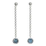Blue topaz dangle earrings, 'Light' - Sterling Silver Long Earrings with Faceted Blue Topaz