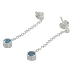 Blue topaz dangle earrings, 'Light' - Sterling Silver Long Earrings with Faceted Blue Topaz