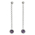 Amethyst dangle earrings, 'Light' - Brushed Sterling Silver and Amethyst Long Earrings (image 2a) thumbail