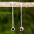 Garnet dangle earrings, 'Light' - Garnet on Long Sterling Silver Earrings Crafted by Hand (image 2) thumbail