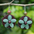 Pendientes de flores con cuentas de cuarzo - Pendientes de flor de cuarzo verde de ganchillo de Tailandia