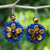 Tiger's eye beaded flower earrings, 'Brown Daisy' - Hand Made Blue Crocheted Earrings with Tiger's Eye Beads thumbail