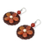 Carnelian beaded dangle earrings, 'Earth Flower' - Brown Dangle Earrings with Genuine Carnelian Flowers (image 2b) thumbail