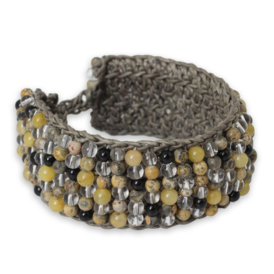 Quartz Jasper Onyx Hand Crochet Wristband Bracelet