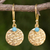 Gold plated dangle earrings, 'Aqua Harvest Moon' - Artisan Crafted 24k Gold Plated Calcite Earrings Thailand thumbail