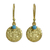 Gold plated dangle earrings, 'Aqua Harvest Moon' - Artisan Crafted 24k Gold Plated Calcite Earrings Thailand thumbail