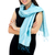 Rayon and silk blend scarf, 'Aqua Bouquet' - Aqua Floral Pattern Scarf from Thailand thumbail
