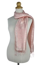 Rayon and silk blend scarf, 'Peach Bouquet' - Peach Color Woven Floral Scarf from Thailand
