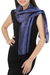 Rayon and silk blend scarf, 'Navy Blue Bouquet' - Dark Blue Woven Floral Scarf from Thailand (image 2c) thumbail